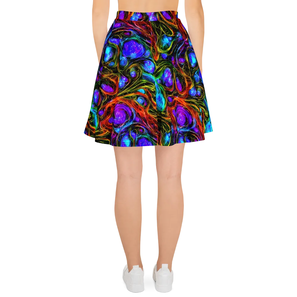 Neon Wildflower on Skater Skirt — Back