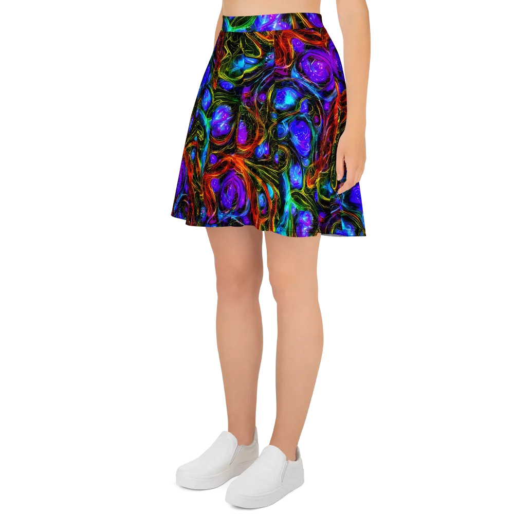 Neon Wildflower on Skater Skirt — Left