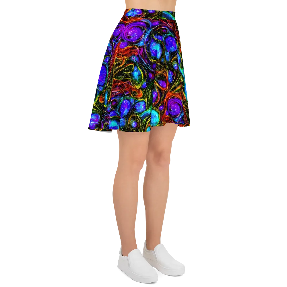 Neon Wildflower on Skater Skirt — Right