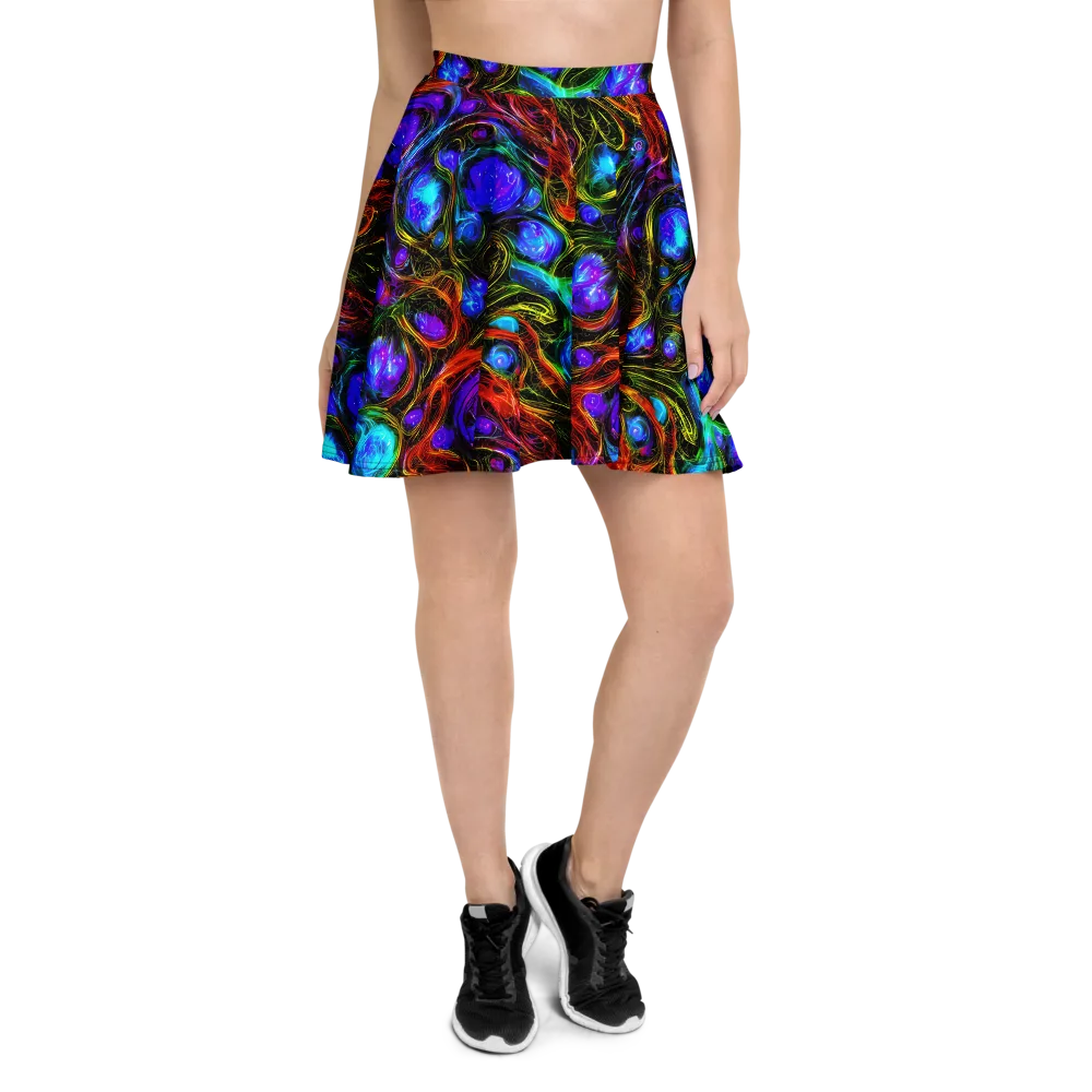Neon Wildflower on Skater Skirt — Front