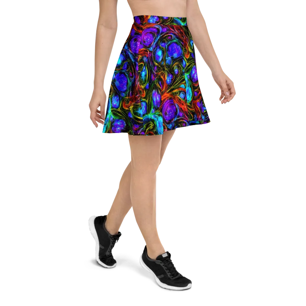 Neon Wildflower on Skater Skirt — Right