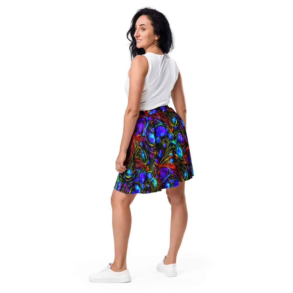Neon Wildflower on Skater Skirt — Back