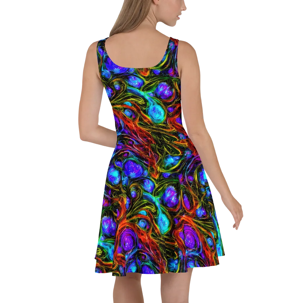 Neon Wildflower on Skater Dress — Back