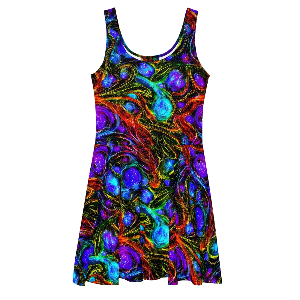 Neon Wildflower on Skater Dress — Front
