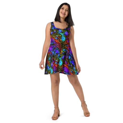 Neon Wildflower on a Skater Dress