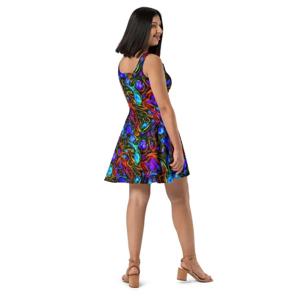 Neon Wildflower on Skater Dress — Right