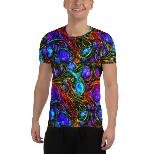 Neon Wildflower on a Men's Athletic T-Shirt