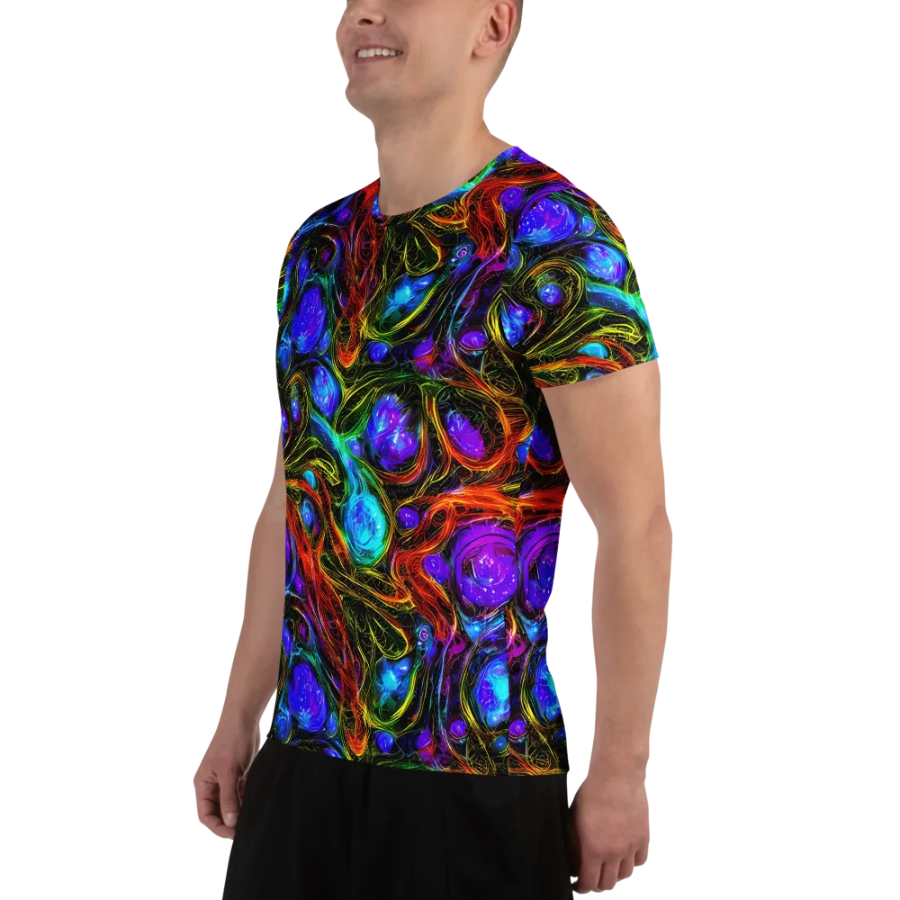 Neon Wildflower on Men's Athletic T-Shirt — Left