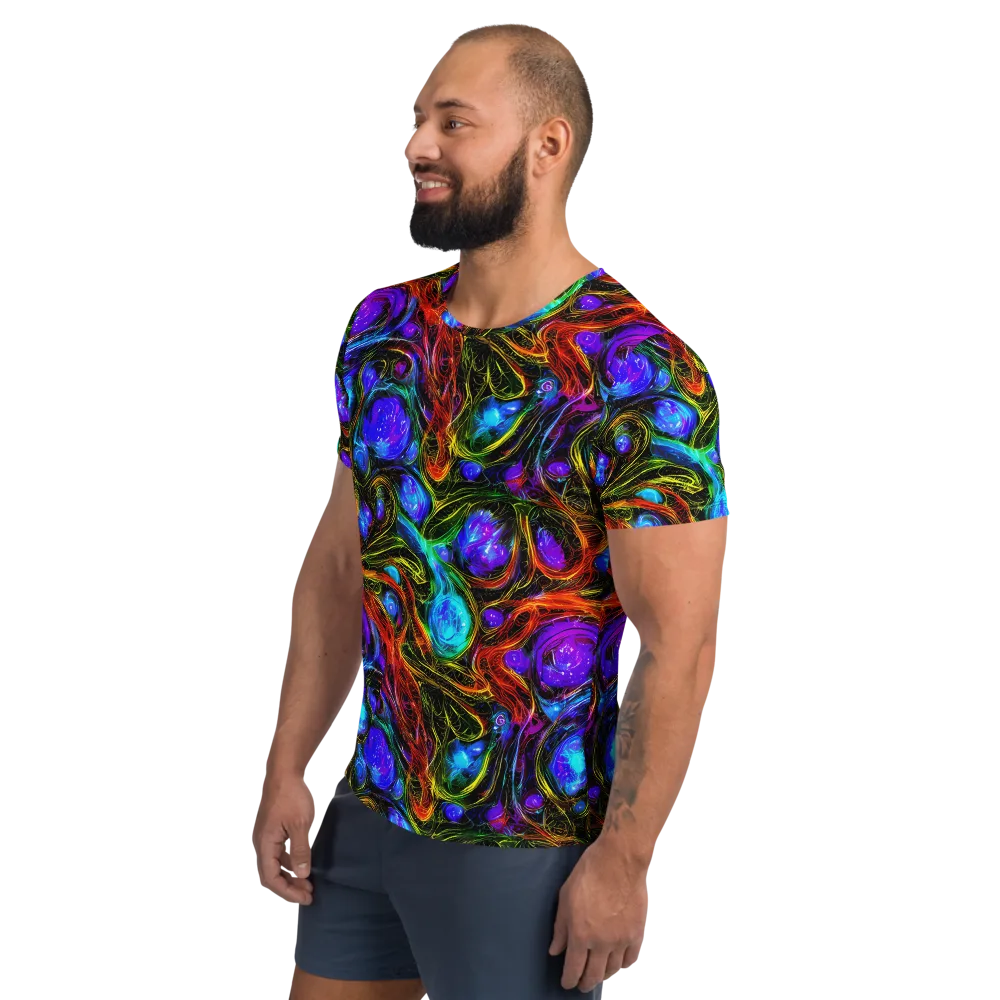 Neon Wildflower on Men's Athletic T-Shirt — Left