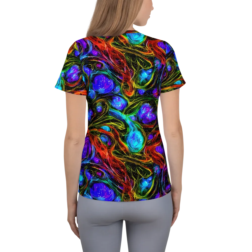 Neon Wildflower on Women's Athletic T-Shirt — Back