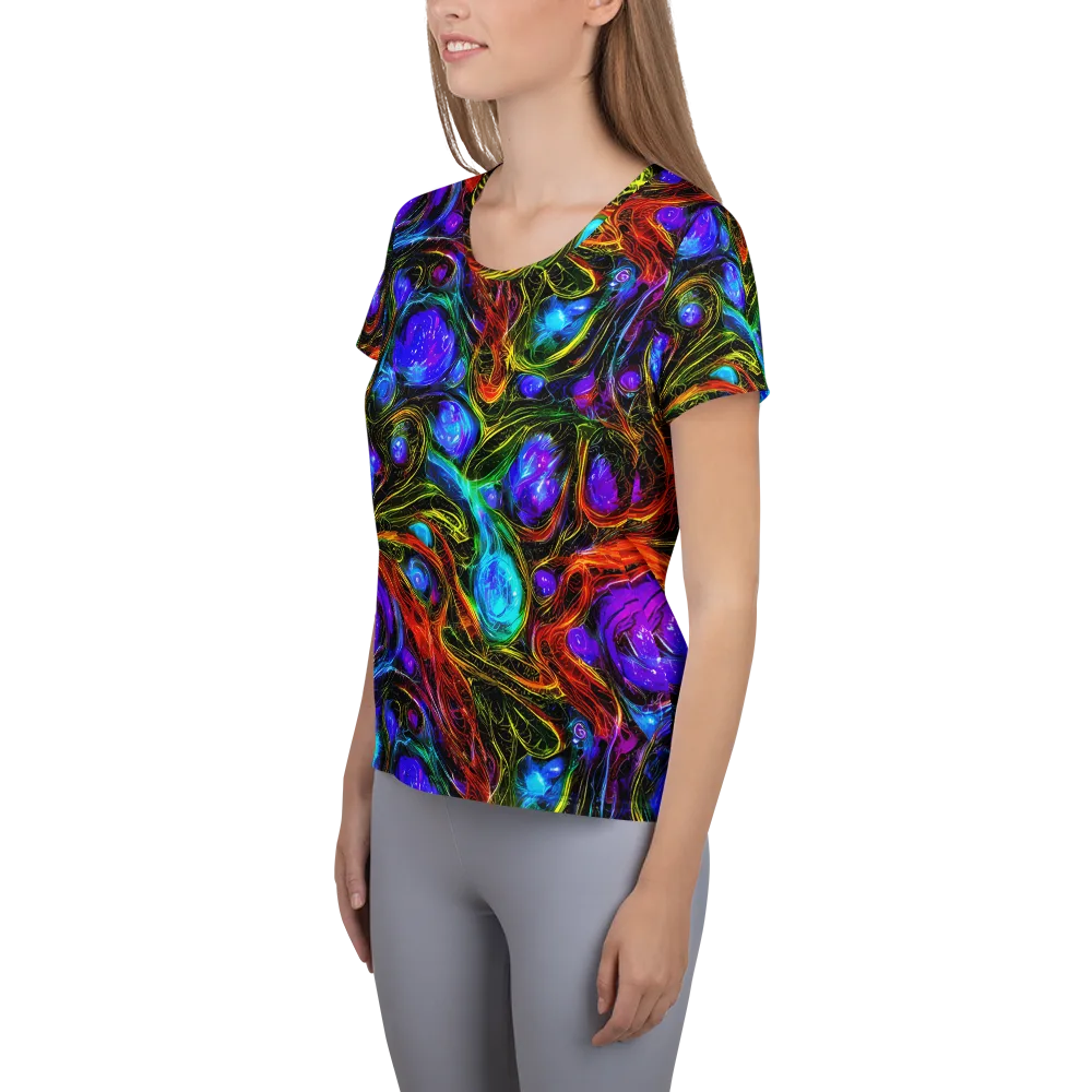 Neon Wildflower on Women's Athletic T-Shirt — Left