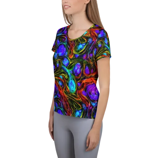 Neon Wildflower on a Women's Athletic T-Shirt