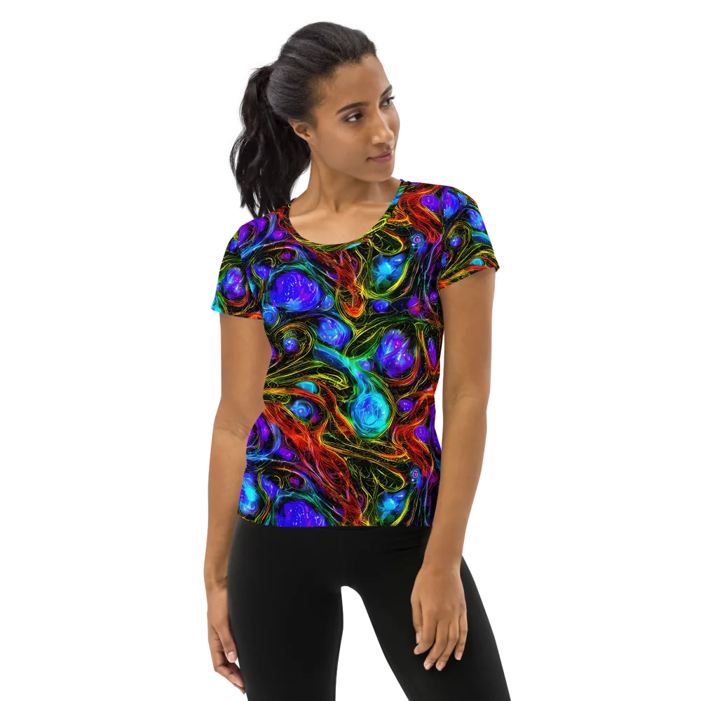 Neon Wildflower on Women's Athletic T-Shirt — Front