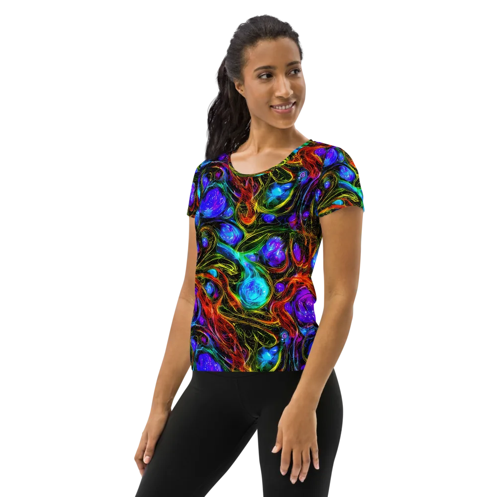 Neon Wildflower on Women's Athletic T-Shirt — Left