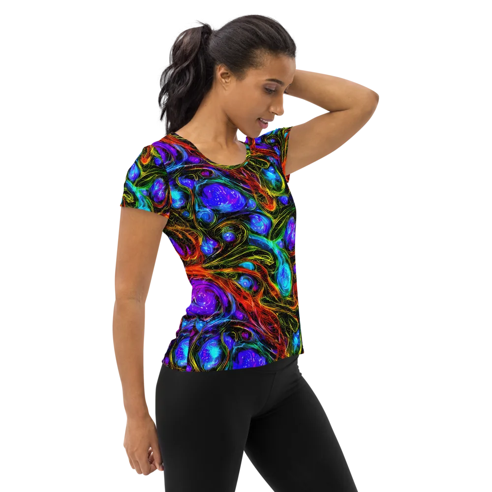 Neon Wildflower on Women's Athletic T-Shirt — Right