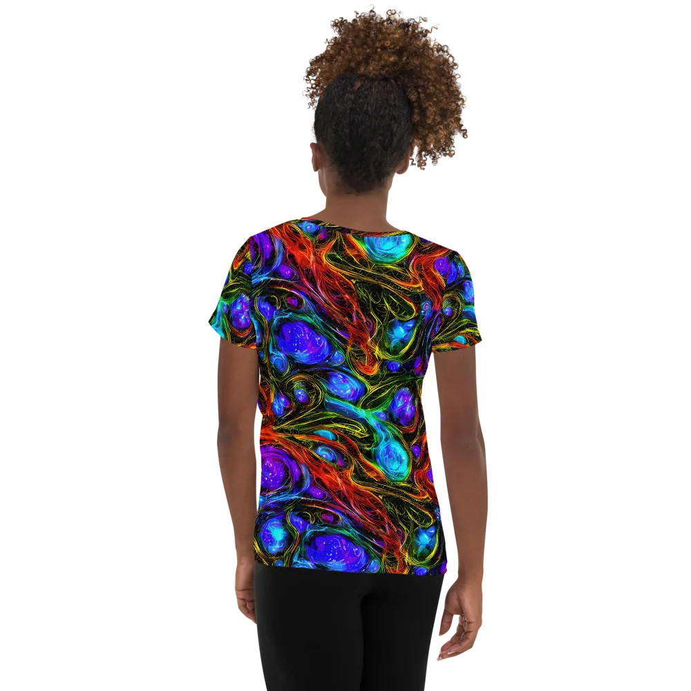Neon Wildflower on Women's Athletic T-Shirt — Back
