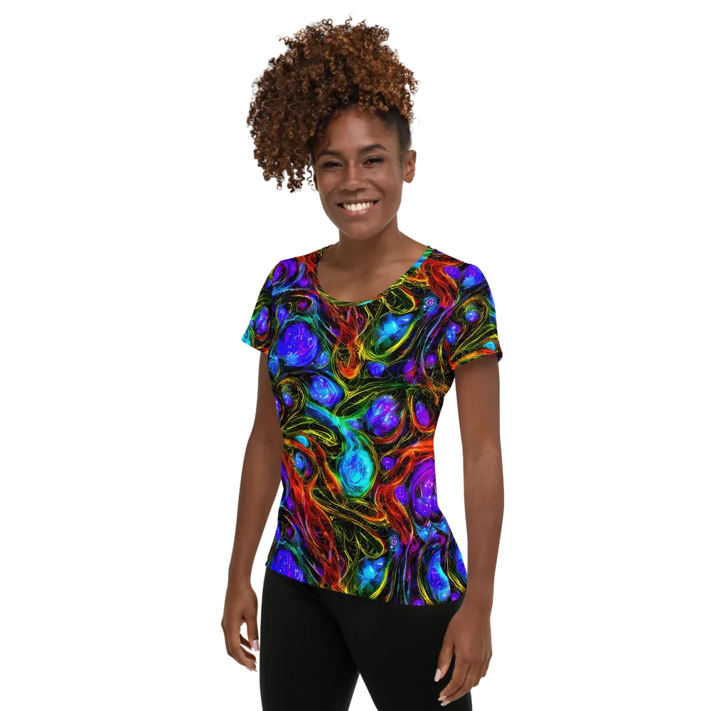 Neon Wildflower on Women's Athletic T-Shirt — Left