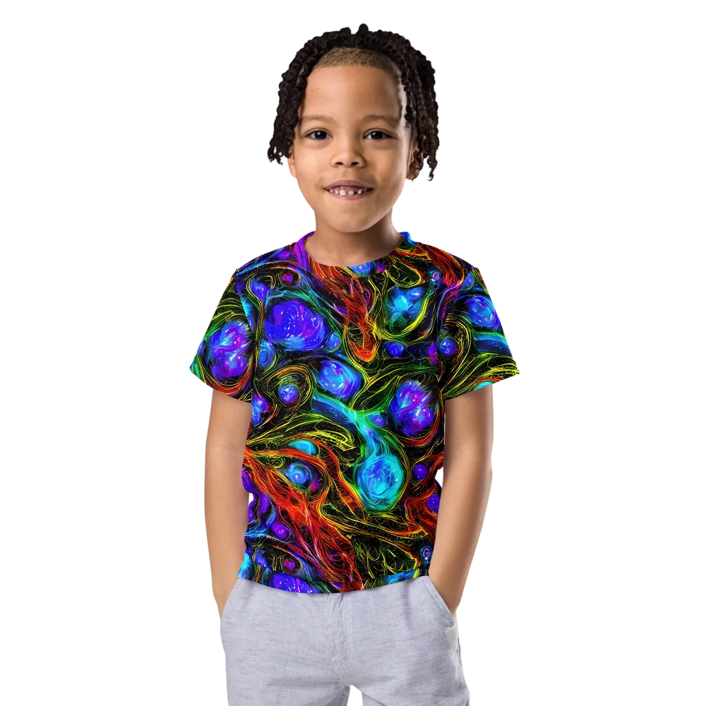 Neon Wildflower on Kids Crew Neck T-Shirt — Front