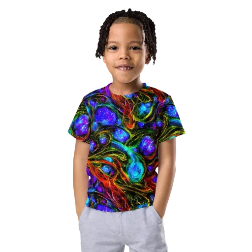 Neon Wildflower on a Kids Crew Neck T-Shirt