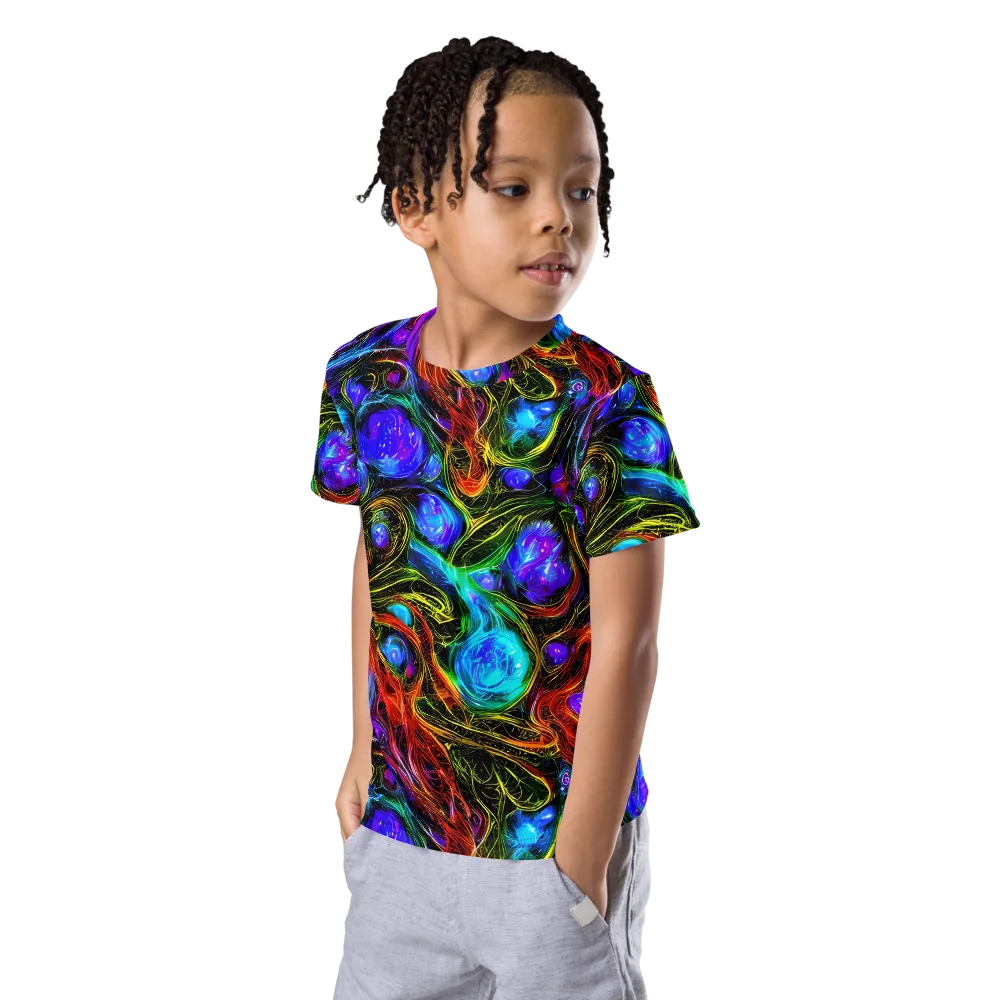 Neon Wildflower on Kids Crew Neck T-Shirt — Left Front