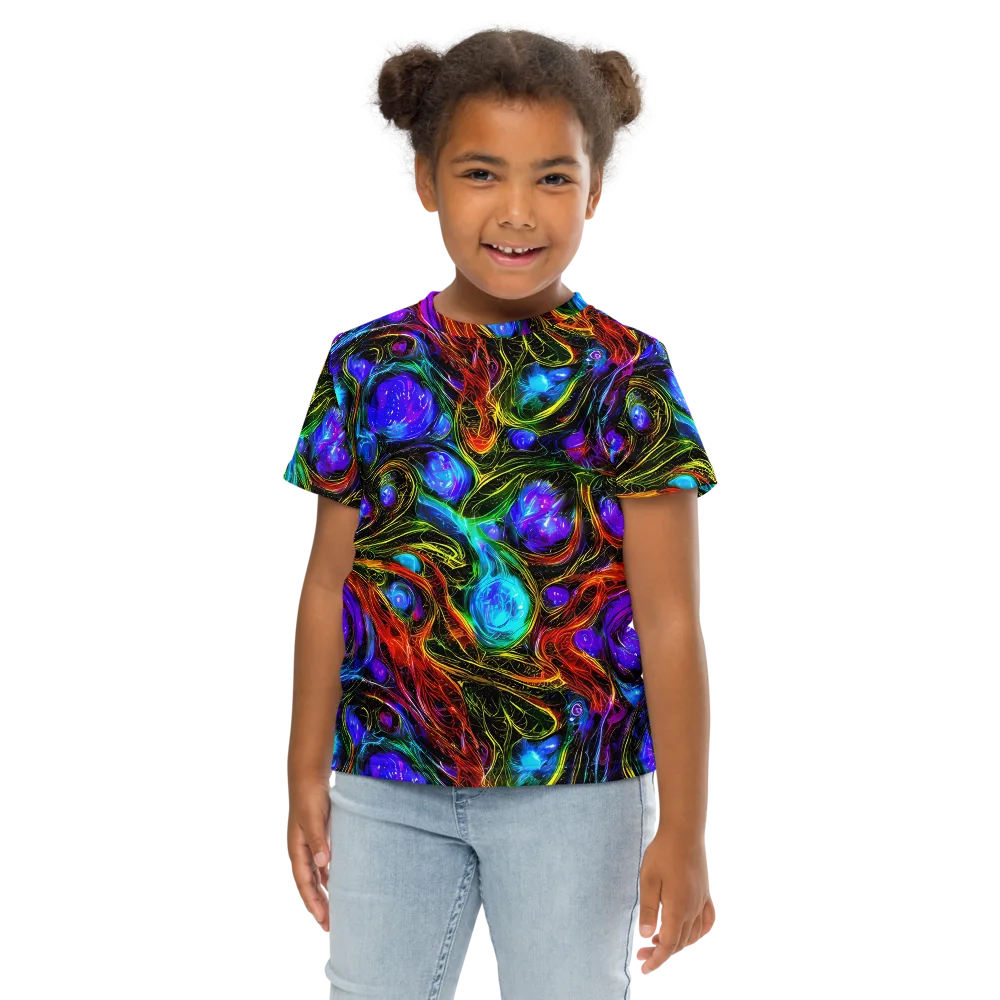 Neon Wildflower on Kids Crew Neck T-Shirt — Front