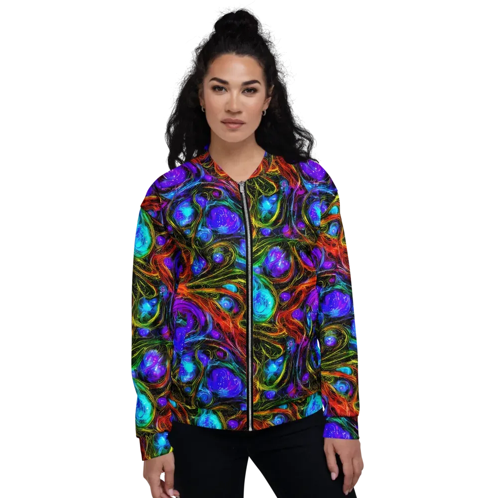 Neon Wildflower on Bomber Jacket — Front