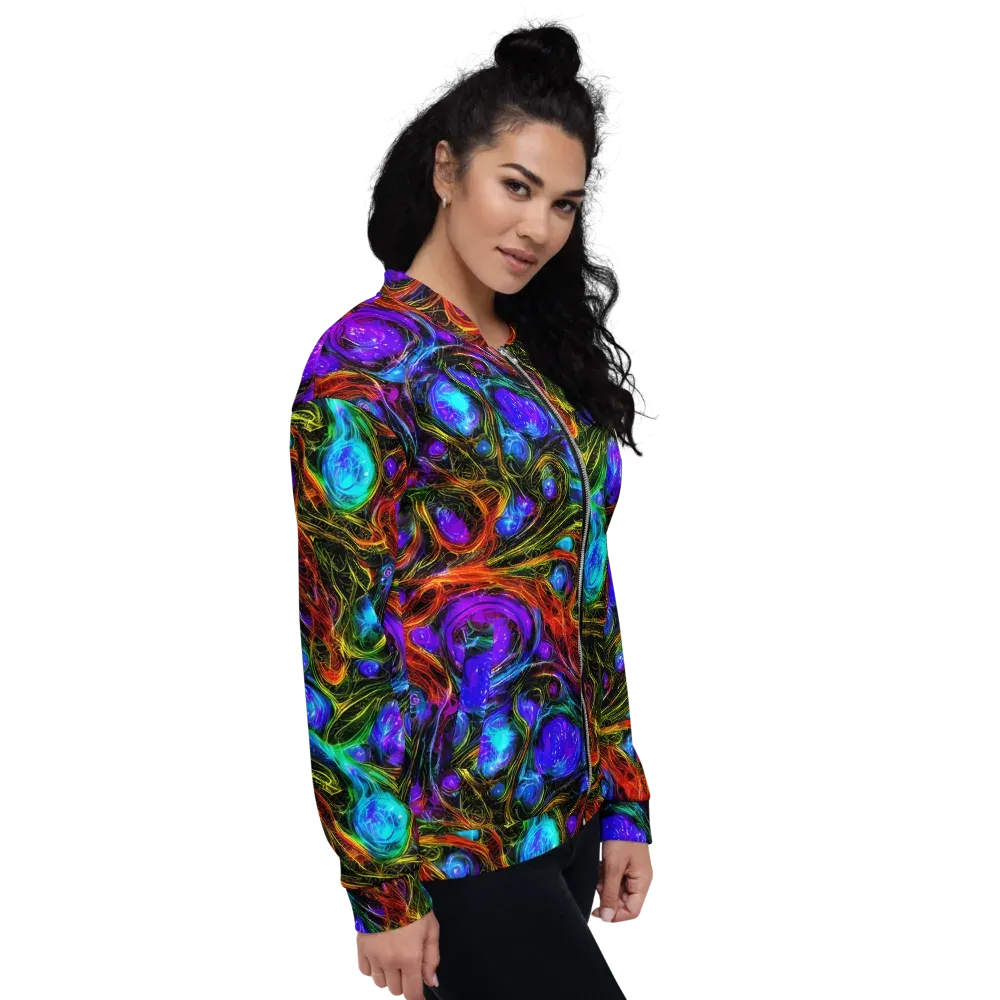 Neon Wildflower on Bomber Jacket — Right