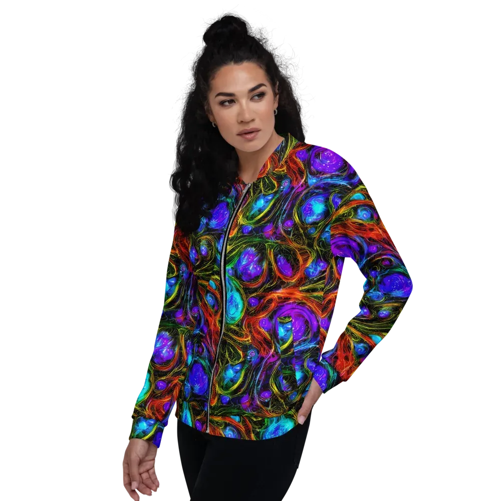Neon Wildflower on Bomber Jacket — Left