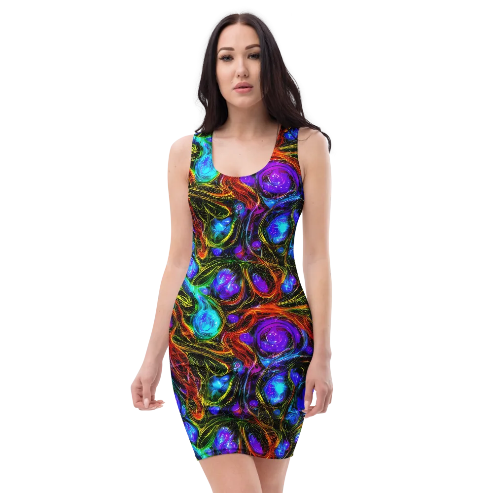 Neon Wildflower on Bodycon Dress — Front