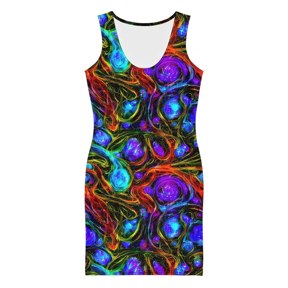 Neon Wildflower on Bodycon Dress — Front