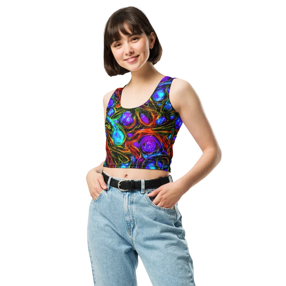 Neon Wildflower on Crop Top — Front