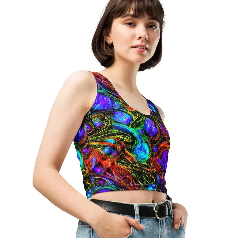 Neon Wildflower on Crop Top — Right Front