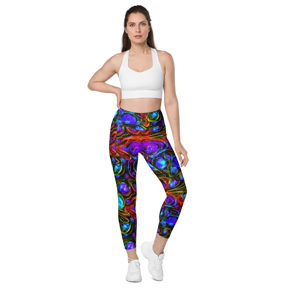 Neon Wildflower on Leggings with Pockets — Front