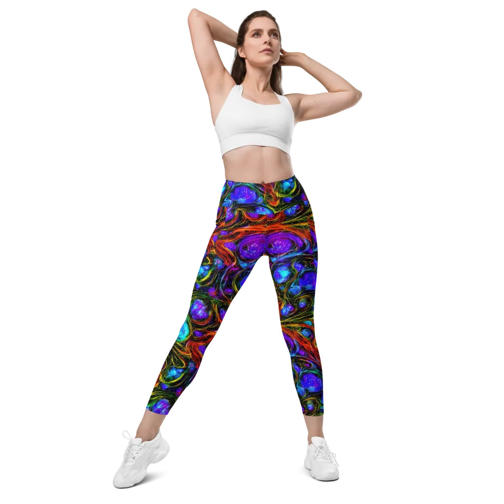 Neon Wildflower on Leggings with Pockets — Front