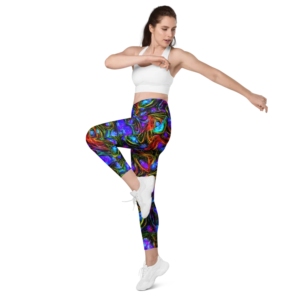 Neon Wildflower on Leggings with Pockets — Left Front