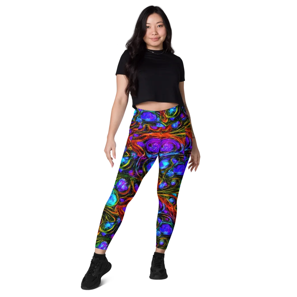 Neon Wildflower on Leggings with Pockets — Front