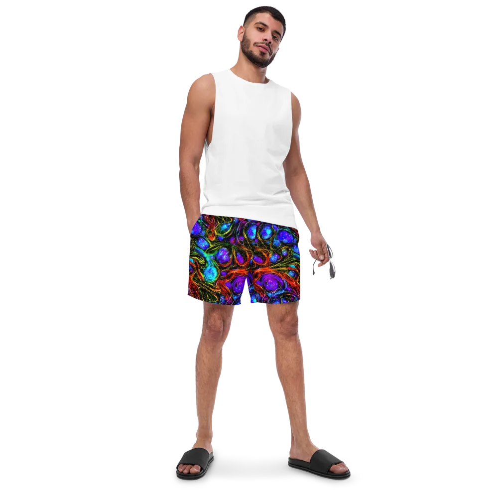 Neon Wildflower on Swim Trunks — Front