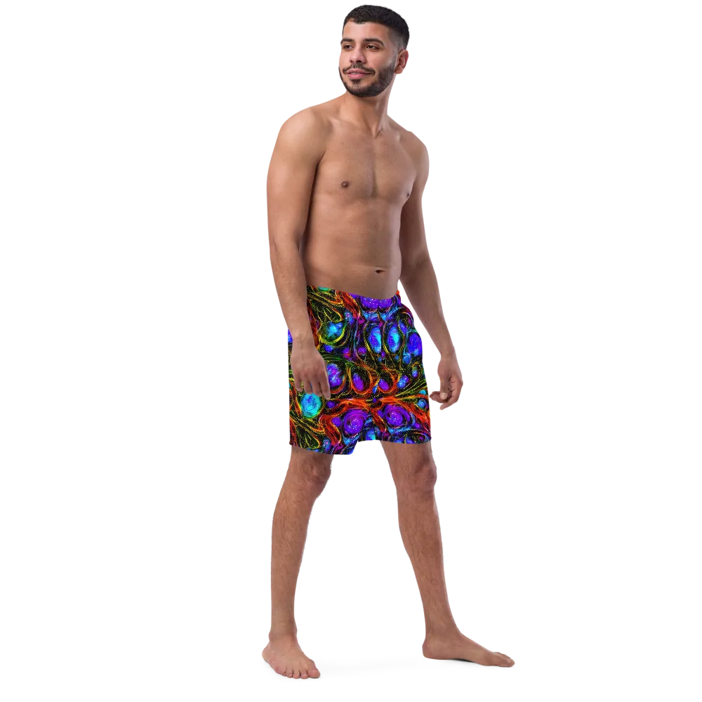 Neon Wildflower on Swim Trunks — Right Front