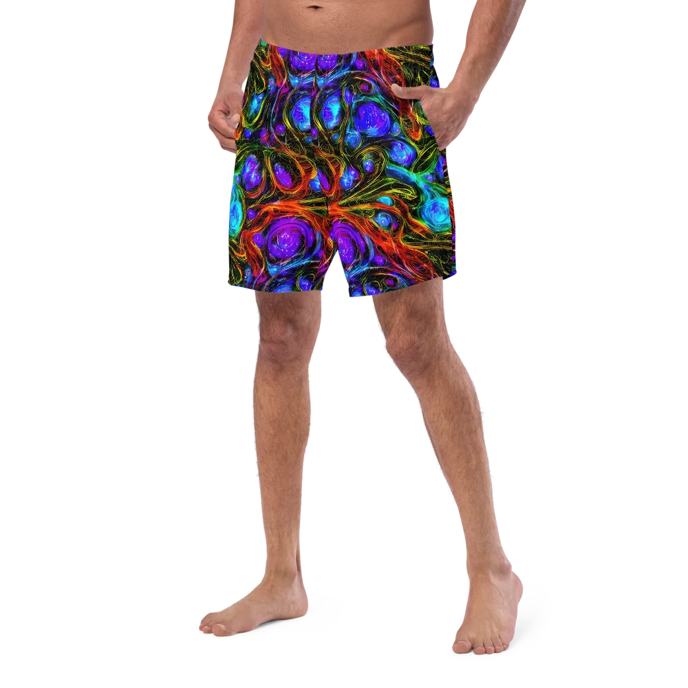 Neon Wildflower on Swim Trunks — Left Front
