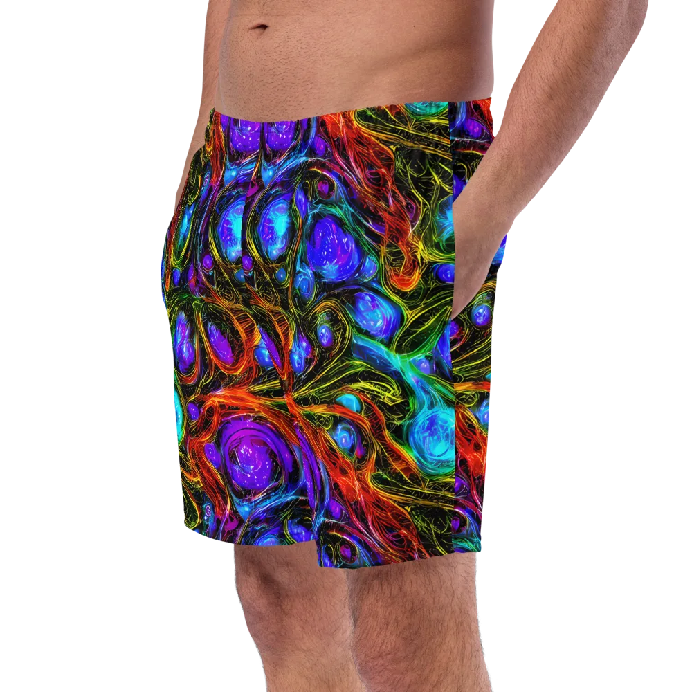 Neon Wildflower on Swim Trunks — Left Front