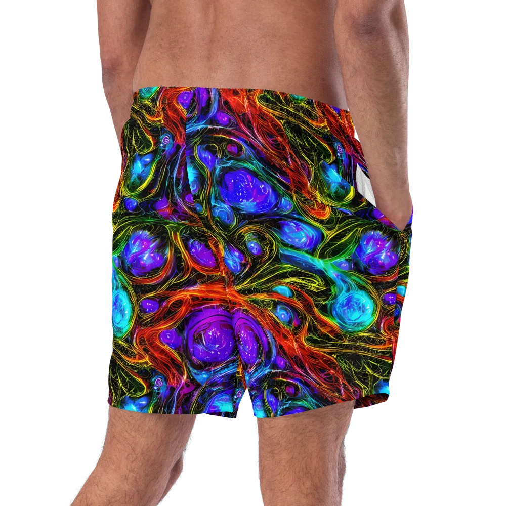 Neon Wildflower on Swim Trunks — Right Back