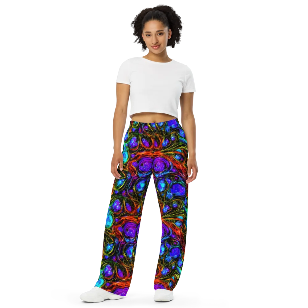 Neon Wildflower on Wide-Leg Pants — Front