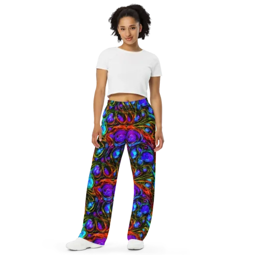 Neon Wildflower on a Wide-Leg Pants