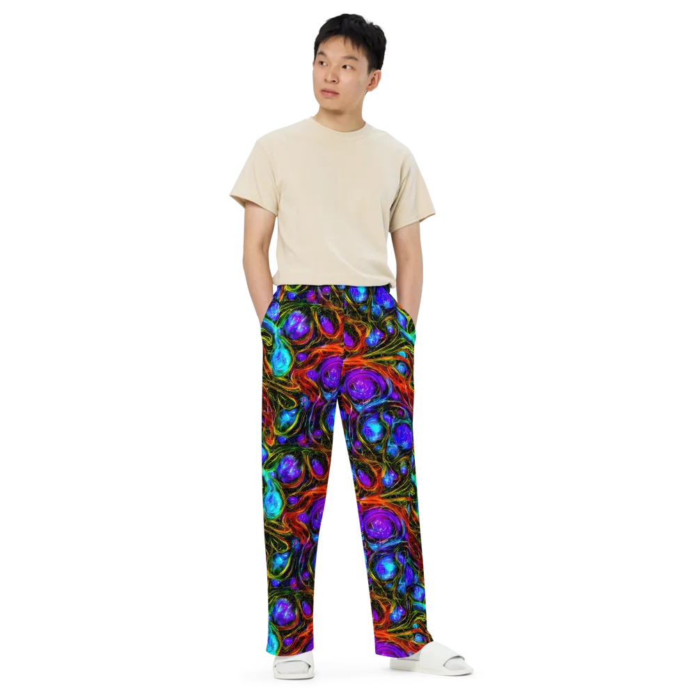 Neon Wildflower on Wide-Leg Pants — Front