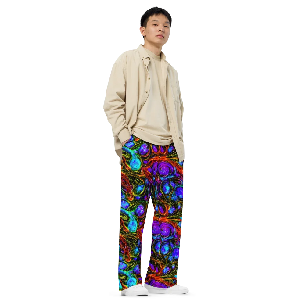 Neon Wildflower on Wide-Leg Pants — Right Front