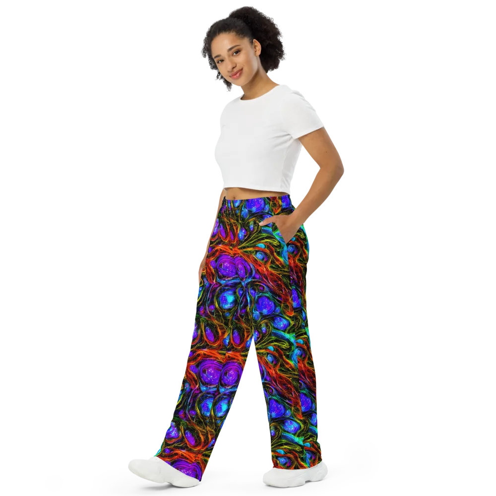 Neon Wildflower on Wide-Leg Pants — Left Front