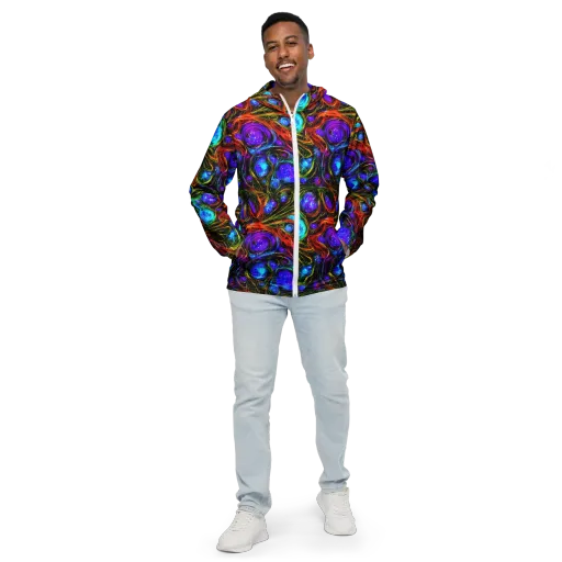 Neon Wildflower on a Men's Windbreaker