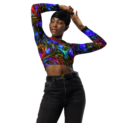 Neon Wildflower on a Long Sleeve Crop Top