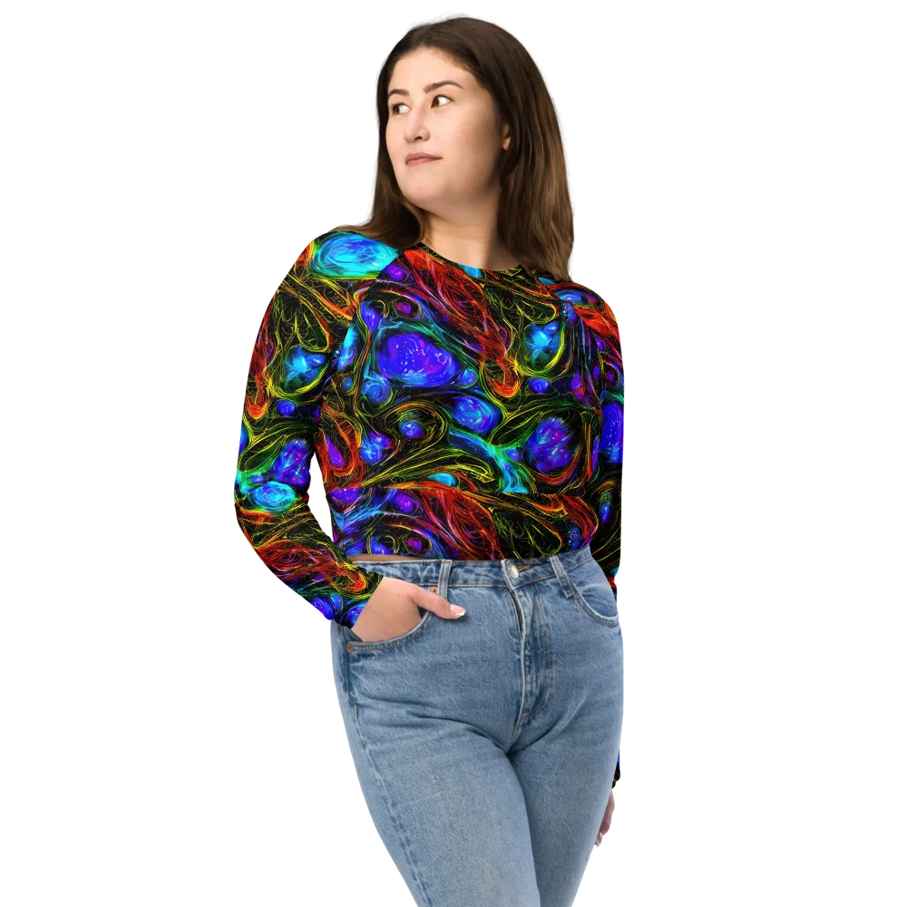 Neon Wildflower on Long Sleeve Crop Top — Front