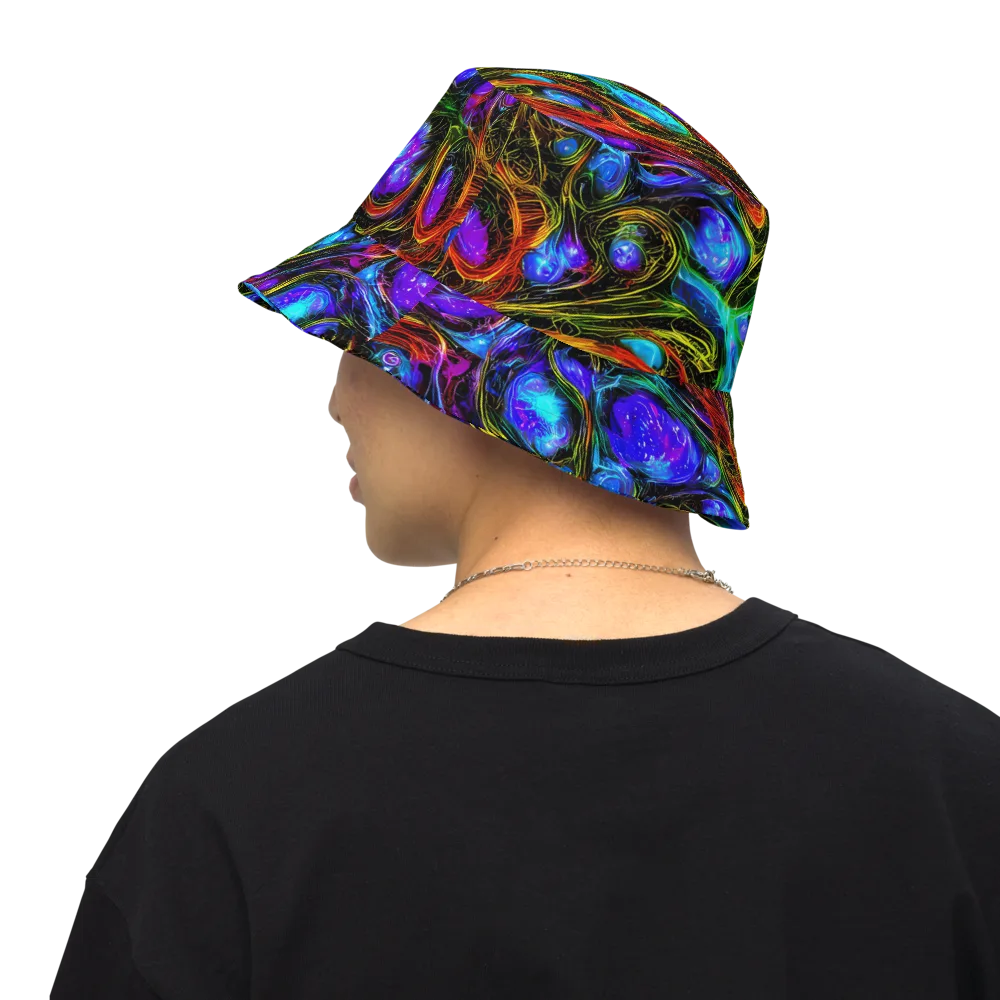 Neon Wildflower on Reversible Bucket Hat — Back Inside
